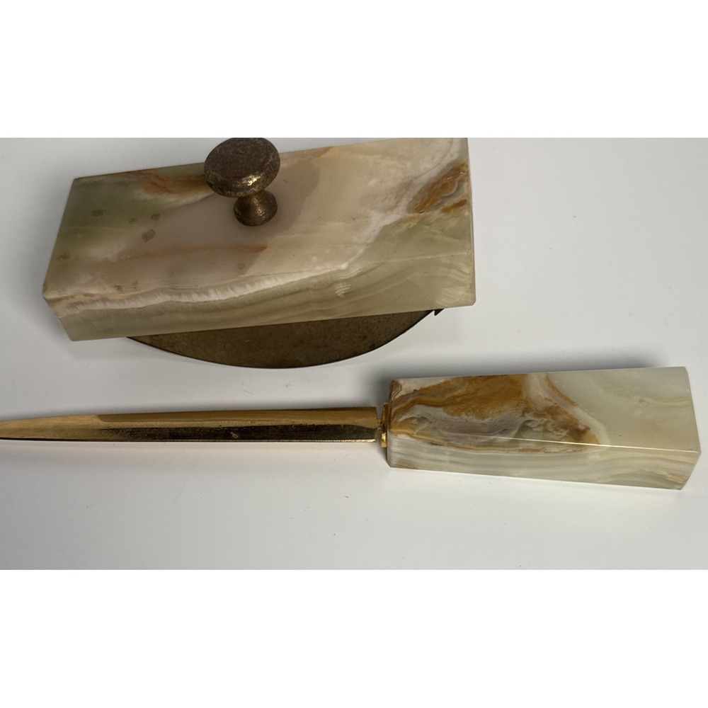 Onyx Italian Marble Rocker‎ Desk Ink Blotter & Letter Opener - Picture 12 of 14